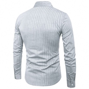 Luxury Branded Plus Size <b>Men's</b> <b>Satin</b> Yarn Dyed Stand Breathable Anti-Wrinkle Quick Dry Formal Long Sleeve Casual <b>Shirts</b> 6 Colors - Product Image 2