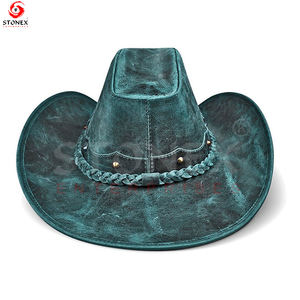 Chapeaux de cheval sur mesure les plus vendus en cuir suédé entièrement personnalisés chapeaux de cow-boy en cuir véritable de style occidental - Product Image 2