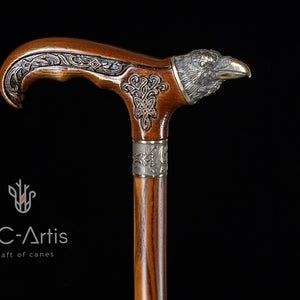 Canne en bois faite à la main avec poignée en laiton antique Travail de qualité supérieure - Product Image 2