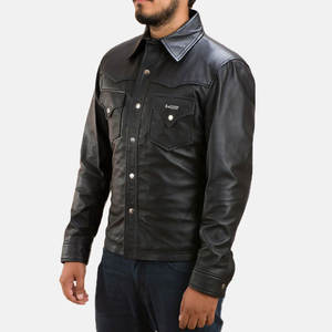 Vestes en cuir pour hommes à col rabattu personnalisé/Vestes en cuir à la mode pour hommes - Product Image 3