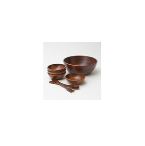 Bol en bois au design moderne 3 pièces fait à la main de taille mini bol de service et de table en bois poli brillant - Product Image 5