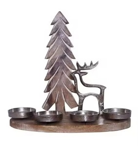 Décoration de table festive en métal Liebe avec figurine de base en bois pour table à manger d'hiver et célébration - Product Image 2