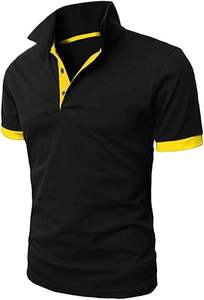 เสื้อโปโลแขนสั้นของผู้ชายผ้าฝ้าย100% กันยับสำหรับผู้ชายผ้าถักลายทางสีทึบ - Product Image 6