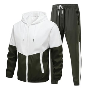 2025 OEM hombres Casual Colorblock poliéster Nylon chándal conjunto con capucha chaqueta y pantalón elegante traje Atlético moda al por mayor - Product Image 6