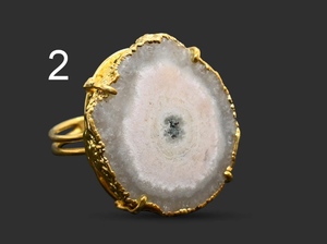 Natural Crystal Agates Window Druzy Rings Gold Plating Crystal Geode Ring Adjustable Natural Stone Rings by ALIF CRYSTAL - Product Image 2