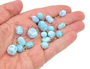 Collar con colgante de Larimar hecho a mano, joyería de piedras preciosas azules naturales, colgante de piedra elegante para mujer, regalo único - Product Image 6