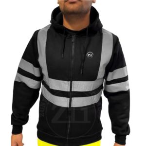 เสื้อฮู้ดสะท้อนแสง LED สำหรับผู้ชาย แบบเรืองแสง ปลอดภัยสำหรับงานกลางแจ้ง แห้งเร็ว ระบายอากาศได้ดี อุ่นสบาย เหมาะสำหรับงานก่อสร้างและถนน - Product Image 4
