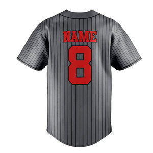 Lightweight Unisex <b>Baseball</b> Team Uniform with Softball Design Breathable Plus Size Grey and Black Strips Custom Printed Logo - Product Image 2