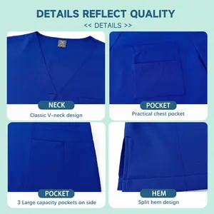 LOGOTIPO personalizado elegante médico mujeres farmacéutico uniformes médicos al por mayor mujeres Hospital Scrub Sets de PK - Product Image 2