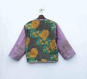 Chaqueta Kantha Hecha a Mano para Mujer, Estampado Índigo, Chaqueta Kantha Reversible, Chaquetas Kantha para Mujer - Product Image 2