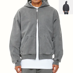 เสื้อมีฮู้ดโอเวอร์ไซส์ผ้าฝ้าย100% ของผู้ชายแบบพรีเมียมมีโลโก้ด้านหน้าที่มีสไตล์กำหนดเองได้ - Product Image 5