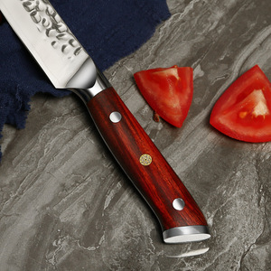 Couteau de cuisine professionnel en gros personnalisé OEM ODM service couteau à fruits ambidextre à lame tranchante fixe en acier Damas - Product Image 5