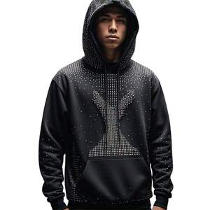 Fabricants sweats à capuche pour hommes Pull en strass 100% coton Impression surdimensionnée Sweats à capuche personnalisés pour hommes Sweats à capuche lourds pour hommes - Product Image 1