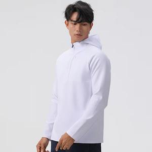 Hot Selling Plush Size Men's 1/4 Zipper <b>Hoodie</b> Quick Dry Lightweight Polyester Activewear <b>Long</b> <b>Sleeve</b> Running Jacket Windproof - Product Image 4