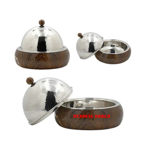 Pot en métal au design arabe Offre Spéciale Casserole de luxe faite à la main de créateur Chauffe-plat de table en acier inoxydable de forme ronde - Product Image 5