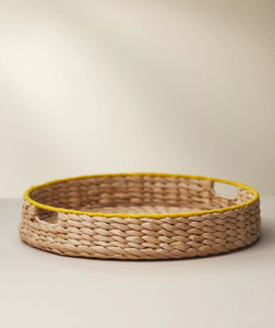 Bandeja de servicio tejida de jacinto de agua de estilo tradicional, cestas de almacenamiento para decoración del hogar con diferentes tamaños para regalos - Product Image 3