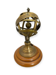 Esfera Náutica de latón antiguo escultura de globo armilar marítimo decorativo técnica de Metal pintado Offset impreso - Product Image 3