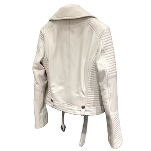 Chaquetas de Cuero Nuevas y Elegantes de Estilo Casual, Color Sólido, Chaquetas Cortas Negras de Motociclista para Mujer, Manga Larga - Product Image 3