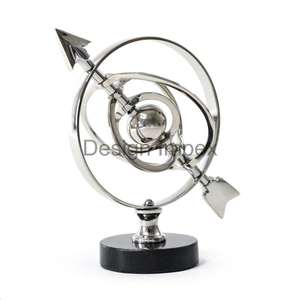 Geometric Accent Home Decor Interior Items Metal Decorative Elegant Circular <b>Globe</b> Model With Base Home Office Collectable Gift - Product Image 1