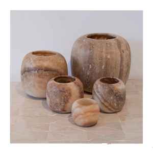 Bougeoirs de luxe en albâtre et onyx bocaux à bougies décoratifs en marbre bougeoirs et bougeoirs votifs pour la décoration intérieure - Product Image 4