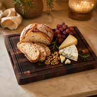 Planche à découper en acacia massif, épaisse, avec mosaïque de graines, poignée intégrée, pour chef de restaurant et découpe de viande