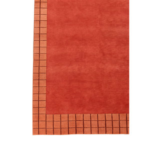 Alfombra de Lana Estilo Kilim Sthir Ace-5018, Grande, Roja y Naranja, Anudada a Mano, para Entrada del Hogar, Rectangular 9x12, Diseño de Color Sólido - Product Image 4