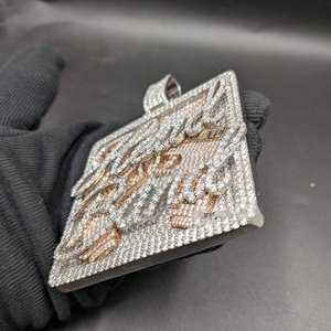 Colgante de Plata de Ley 925 con Baño de Rodio y Diamantes de Moissanita VVS, Estilo Hip Hop, Lujoso, Brillante, para Uso Diario - Product Image 4