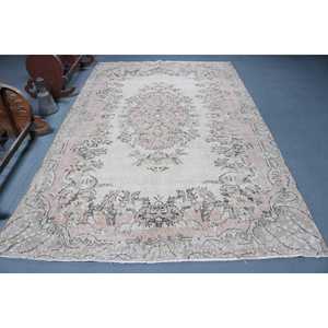 Grand tapis turc 6,3x10 pieds (192x306 cm), tapis en laine marocain gris vintage - Product Image 1