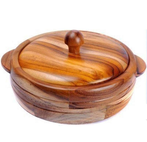 Boîte de rangement pour roti et chapati avec couvercle pour la maison, les hôtels, les restaurants, boîte de service en bois finition naturelle, boîte élégante et pot - Product Image 1