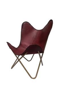 Rustic Leather Butterfly <b>Chair</b> for Living Room Foldable Iron Frame with Powder Coat for Outdoor or Bedroom Leisure - Product Image 2