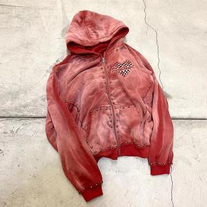 Customized 400Gsm <b>Mens</b> Full Rhinestone <b>Hoodie</b> Acid Wash Oversize Zipper <b>Hoodie</b> Dtg Printing Boxy Fit <b>Men</b> Distressed <b>Hoodie</b> - Product Image 3