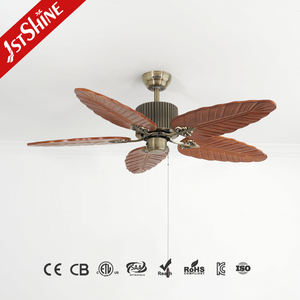 Ventilador de techo 1stshine para el hogar, 3 velocidades, Control de <span class=keywords><strong>cadena</strong></span> de tracción, aspas de madera maciza, ventilador de techo rústico de viento Natural - Product Image 1