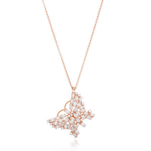 Butterfly Design <b>Clear</b> Zircon Stone Shape Charm Necklace Pendant Wholesale Handcrafted 925 Sterling Silver Jewelry - Product Image 1