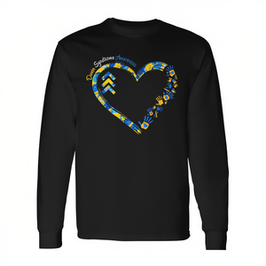 Camiseta de Manga Larga con Estampado de Corazón para Concientización sobre el Síndrome de Down, Unisex para Adultos, Cuello Redondo, Algodón, Impresión Digital, Ecológica, para Caminatas y Carreras - Product Image 2