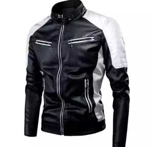 Chaqueta de motorista negra con cremallera de piel de oveja de cuero real para hombre con forro negro acolchado y bolsillos exteriores interiores OEM al por mayor 2024 - Product Image 3