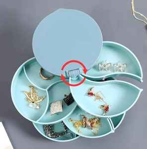 4-Layer Plastic Dust-Proof Jewelry <b>Box</b> Space-Saving Multi-Tier <b>Vanity</b> Storage for Rings Earrings Other Jewelry Items Customized - Product Image 3