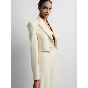 Veste de vente chaude pour femmes avec veste courte en laine Anie Emb perlée à la main Fabricant de vêtements de bonne qualité pour femmes - Product Image 1