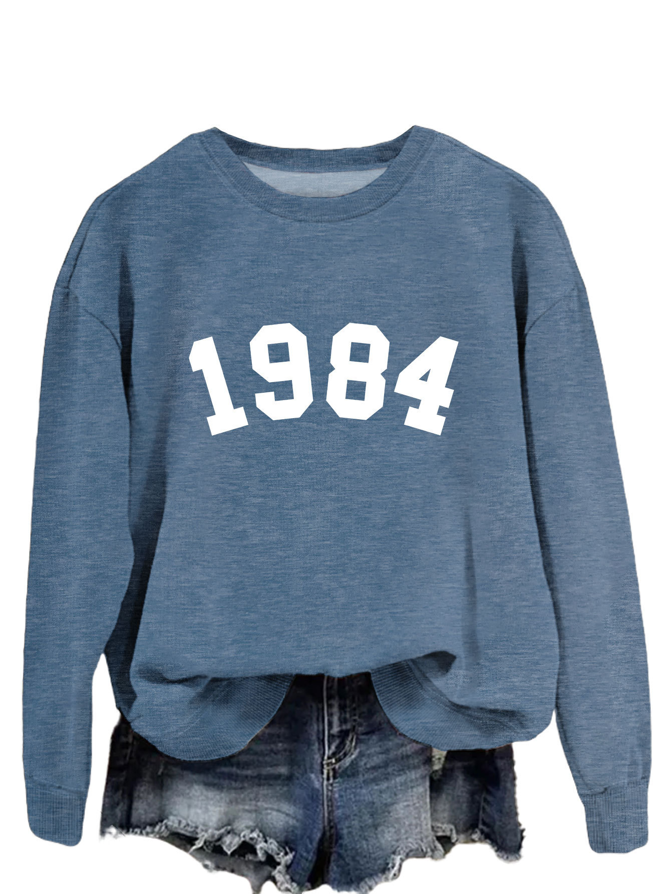 Blue sweatshirt (white font)
