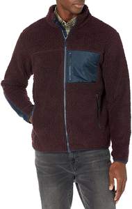 Veste en polaire à fermeture éclair en tissu écossais uni en gros pour hommes, manteaux d'hiver longs, personnalisable en tissu écossais uni - Product Image 2