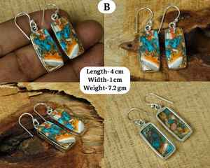 Oyster cuivre Turquoise plaqué or 925 argent Sterling Rectangle pierres précieuses crochet boucles d'oreilles à la mode cadeau fait main pour la fête des mères - Product Image 4