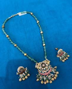 TISHYA DIAMOND Ethnic Gold Plated Brilliant Cut Copper Alloy Moissanite Imitation Pearl Floral Necklace Earring <b>Set</b> Jewelry - Product Image 4