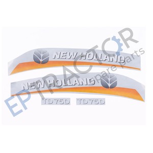 Kit de Calcomanías para Capó de Tractor New Holland TD75D, Juego de Calcomanías de Vinilo Blanco y Amarillo - Product Image 2