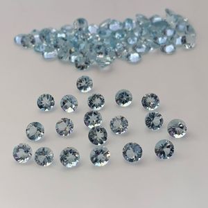 Piedra preciosa facetada de forma redonda Azul Aguamarina natural de 2mm a 6mm piedras de Aguamarina sueltas de corte brillante para joyería - Product Image 6