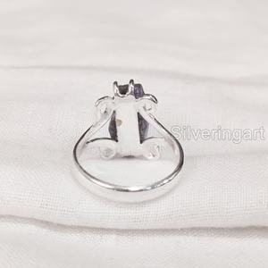 เครื่องประดับหินหยาบแหวนสำหรับผู้หญิงแหวนพลอยแทนซาไนต์ธรรมชาติ December birthstone ฮิปฮิปฮิปปี้ลวด925แหวนเงินสเตอร์ลิง - Product Image 5