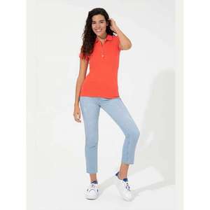 Women's Casual Short Sleeve Cotton Polo Shirt Slim Fit Solid Color Breathable Golf Tennis Top Office Wear Summer Pique T-Shirt - Product Image 2
