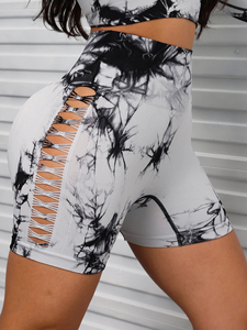 กางเกงขาสั้นสำหรับผู้หญิงกางเกงขาสั้นเอวสูงมัดย้อมกางเกงโยคะเซ็กซี่ยกก้นเซ็กซี่กางเกงสามส่วนยืดหยุ่นสำหรับปั่นจักรยานออกกำลังกาย - Product Image 5