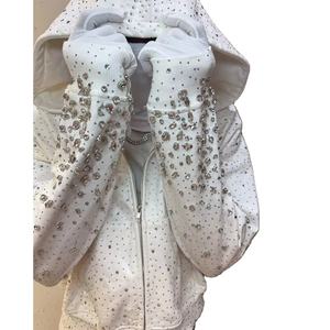 Sudadera con Capucha Personalizada de Invierno, Lisa, con Pedrería, Unisex, Brillante, con Cierre, Estilo Hip Hop, Ropa Deportiva - Product Image 4