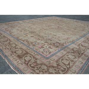 Turkish Rug, Oversize 9.6x12.5 ft Vintage Rug, <b>Brown</b> Camouflage <b>Wool</b> Rug - Product Image 3