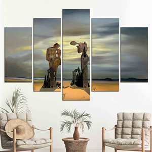 Lienzo Impreso Millet's Angelus: Decoración de Pared con Motivos Arqueológicos, Juego de 5 Lienzos Variados - Product Image 1