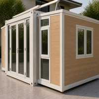 Maison conteneur extensible de 3 mètres, préfabriquée, modulaire, pliable, portable, pour bureau de chantier ou habitation, en chêne naturel clair
